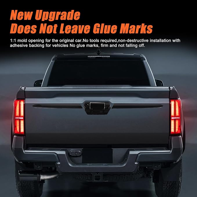 ABS Car Look Rear Door Handle Panel Cover Trim Compatible with Toyota Tacoma SR 2024+,Car Tailgate Handle Trim Strip (Gloss Black)