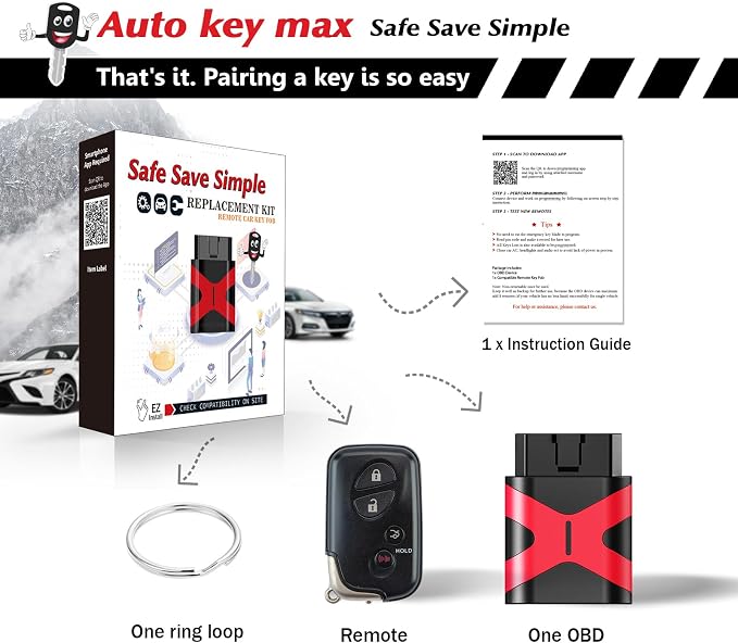 Remote Key Fob Replacement, Programmable Keyfob, Replacement Car Keys and Fob for Lexus ES GS is LS Smart Remote HYQ14AAB 271451-0140