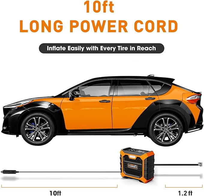 ZOPOM Tire Inflator Portable Air Compressor DC 12V Air Compressor (Orange)