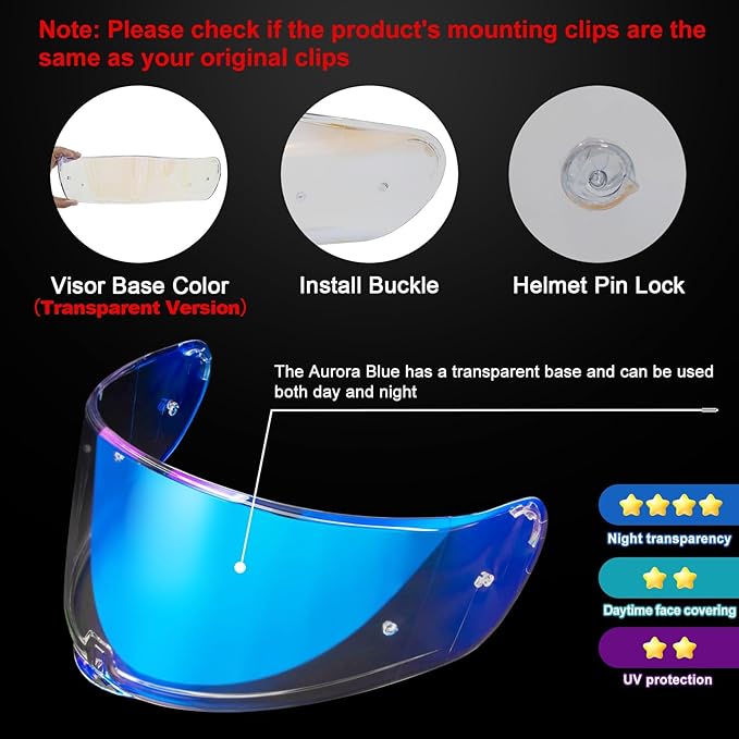 PSLER Sedici Strada 2 Visor - Sedici Strada 2 and Strada 3 Face Shield Motorcycle Helmet visor Accessories Replacement for LS2 FT2 VECTOR Sedici Strada 2 Strada 3 FF801 FF397,Transparent Blue
