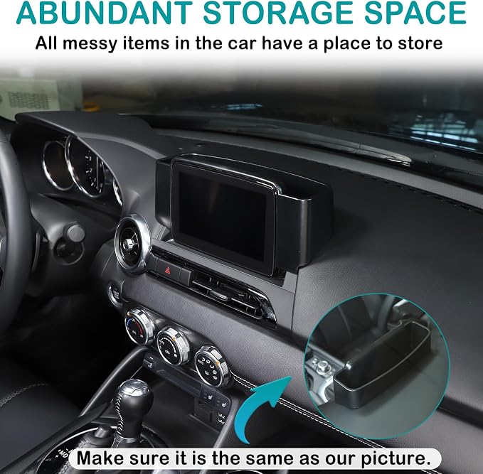 ABS Center Console Dash Storage Box Compatible with Mazda MX-5 ND 2015-2023 Navigation Screen Rear Insert Storage Tray Organizer Interior Accessories (Does not fit 2024 Mazda MX-5)