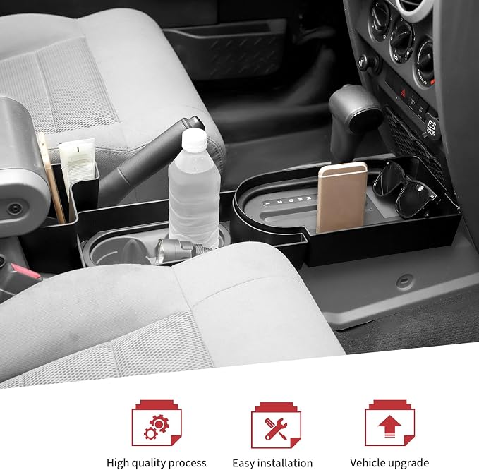 JeCar Center Console Gear Shift Storage Tray Organizer Fit for Jeep Wrangler JK 2007-2010
