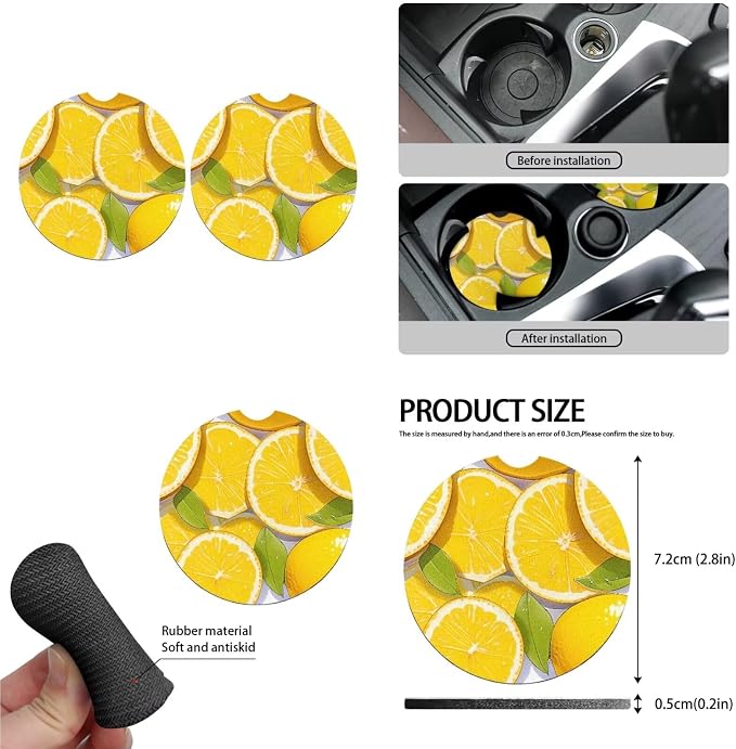Orange Slices Car Seat Cover Full Set of 13, Watercolor Orange Slices Nonslip Car Front and Rear Beach Split Seat Cover Seatbelt Coaster, Universal Fit Auto Accessories for Interior