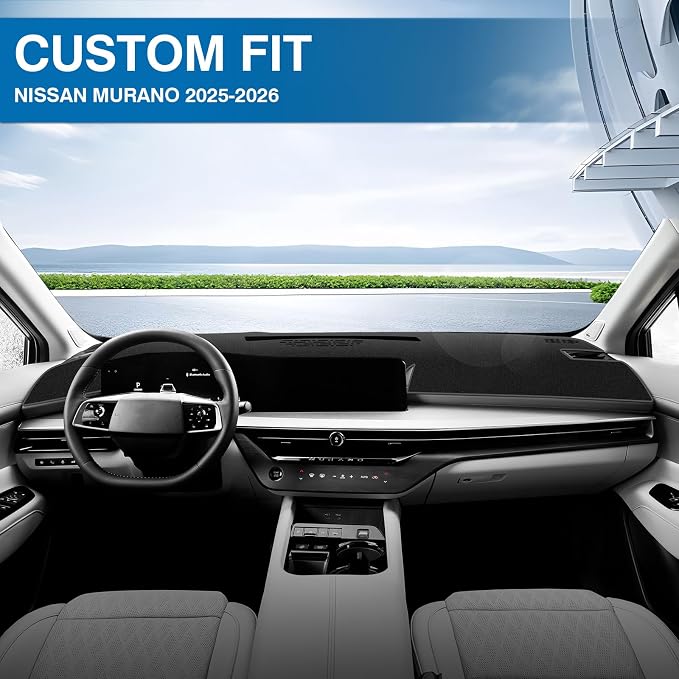 KUST Black Dash Cover for Nissan Murano 2025-2026 Left Hand Drving Dash Carpet Polyester Dashboard Cover Non-Slip Dash Protector Interior Accessories for Murano Custom Fit Dash Mat No Glare