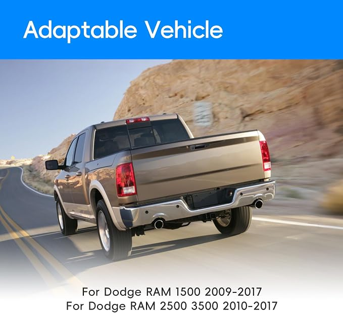 Tailgate Handle Backup Camera for Dodge Ram 1500 (2009-2017), Ram 2500 3500 (2010-2017) Night Vision Wide Angle Parking Assist Reversing Camera, HD Reverse Rear View Camera (RCA Connector)