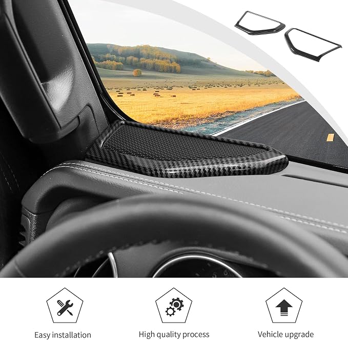 JWWY for Jeep JL Speaker Audio Trim Top & A Pillar Cover Trim for 2024-2025 Jeep Wrangler JL JLU & Gladiator JT Interior Accessories ABS 4PCS Carbon Fiber