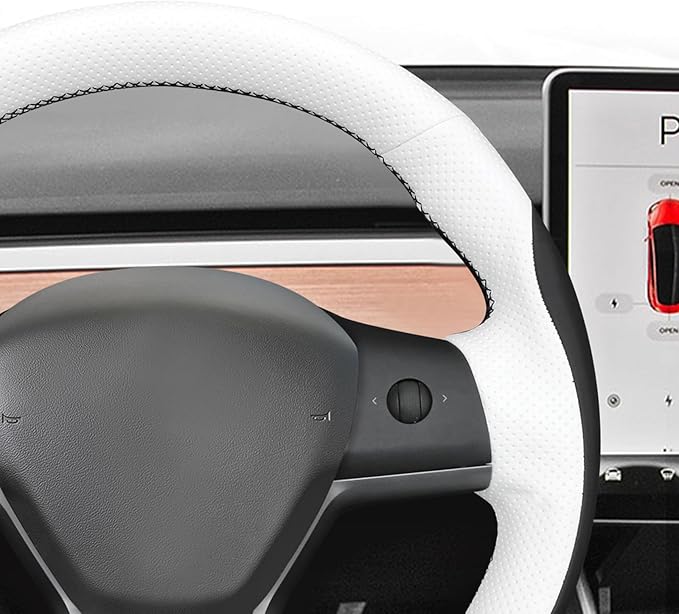 MEWANT DIY Stitching Steering Wheel Cover Wrap for Tesla Model 3 Highland 2023-2025/Model Y 2025 Highland for Tesla Model 3/Model Y Accessories(3D Style)