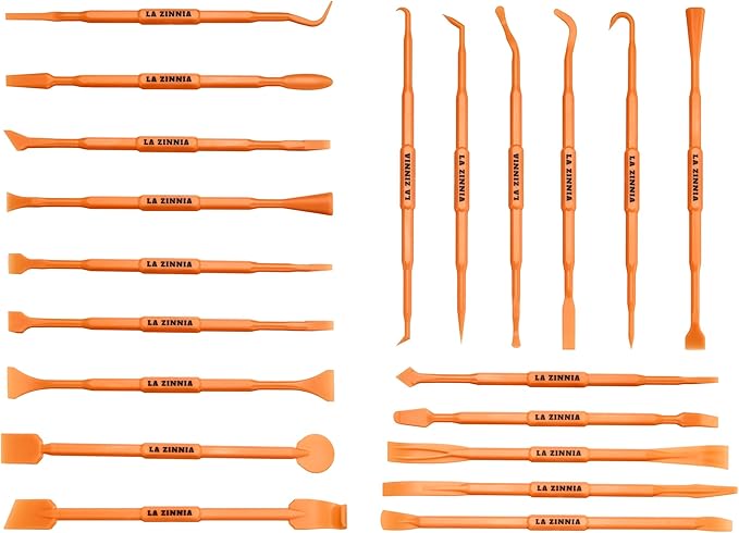 20PCS Delicate Pickup Tool Set, Non-Marring Scraper & Pry bar Kit, Multifunction Double-ended Mini Pick and HookTools, for various jobs detail clean, separating small parts, remove trim clips…