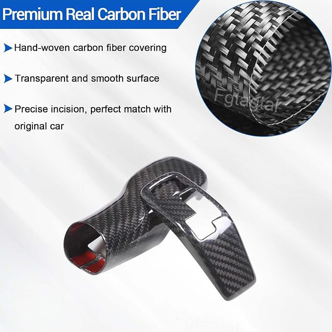 Real Carbon Fiber Gear Shift Head Cover and Front Head Cover Set Compatible with Toyota Supra GR A90 A91 MK5 2019-2026, Gear Shifter Knob Cover Protector Trim Cap 2Pcs (Black)