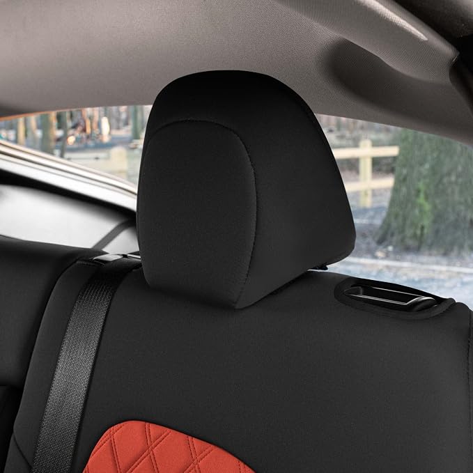 FH Group Custom Fit Car Seat Covers Specifically Made for 2020-2025 Tesla Model Y Ultraflex Neoprene Water Resistant Automotive Seat Covers - Full Set Red