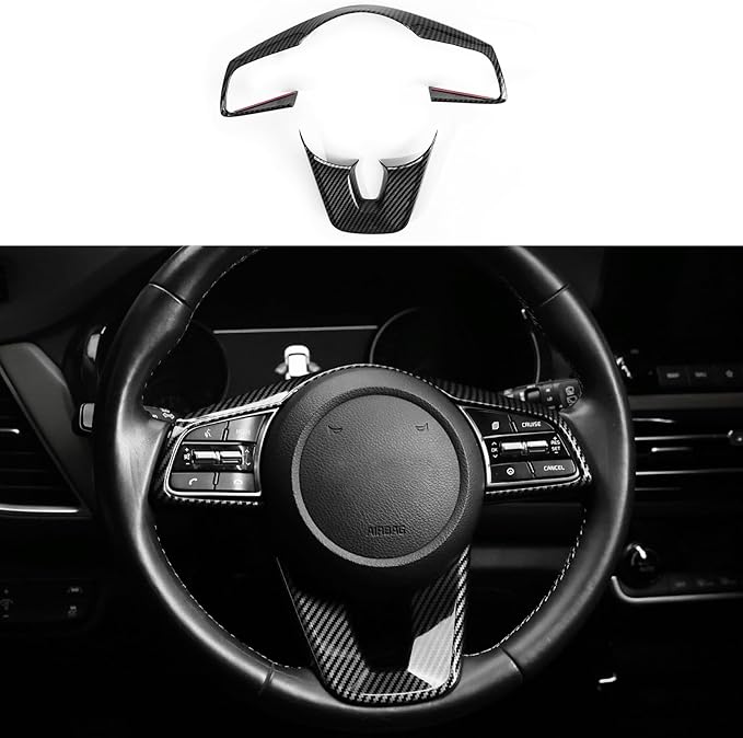 YOUTOOCAR Steering Wheel Cover Trim Compatible with Kia Seltos 2021-2023 Accessories (Carbon Fiber Pattern)