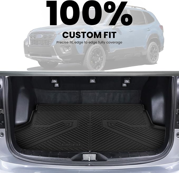 LASFIT Cargo Mat for Subaru Forester 2024 2023 2022 2021 2020 2019, All Weather TPE Custom Fit Easy Clean Durable No-Curling Trunk Mat for Forester 2019-2024 Cargo Tray Liner,Black