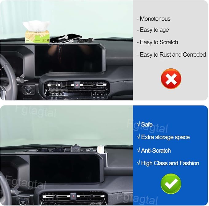 Center Console Storage Box Compatible with Toyota Land Cruiser 250 Prado J250 LC250 2024+, ABS Navigation Screen Rear Storage Tray Organizer, Auto Interior Storage Accessories
