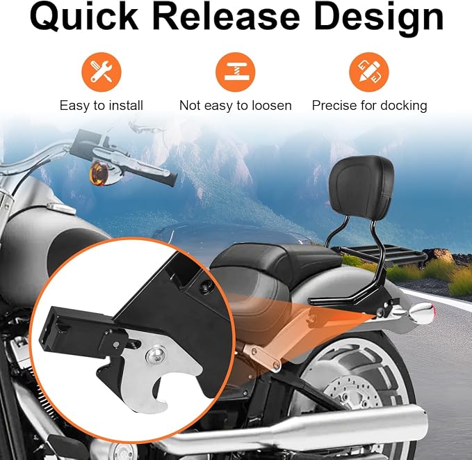 AUFER Rear Passenger Backrest Sissy Bar with Luggage Rack & Docking Hardware Kit Compatible With For 2018-UP Harley Softail Fat Boy FLFB FLFBS Breakout FXBR FXBRS