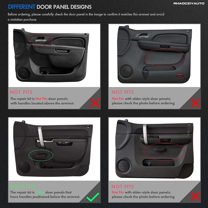 22818467 Front Left Driver Side Armrest Repair Kit Fit for Chevy Silverado 1500 2500HD 3500HD 2010-2014 For GMC Sierra 1500 2500 HD 3500 HD 2010-2014 Door Panel with Release Handle Below Armrest - Tan