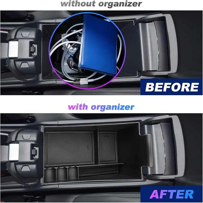 SXCY for 2023-2025 2026 2027 HRV HR-V Center Console Organizer Tray for 2023-2026 2027 Honda HRV HR-V Accessories Armrest Console Tray Storage Box 2023-2026 2027 HRV HR-V Console Organizer Black