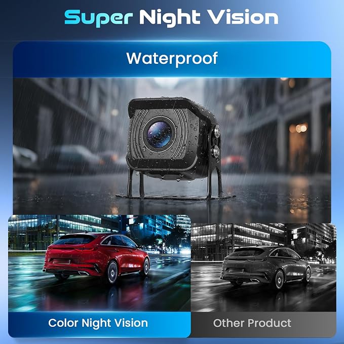 RV Backup Camera,7'' Backup Camera Monitor,1080P 4K,2 Channels,Wide Angle,DIY Guide Lines,Night Vision,IP69 Rear View Camera Waterproof+5m/15m Extension Cord for Bus/RV/Truck/Trailer-Plug and Play