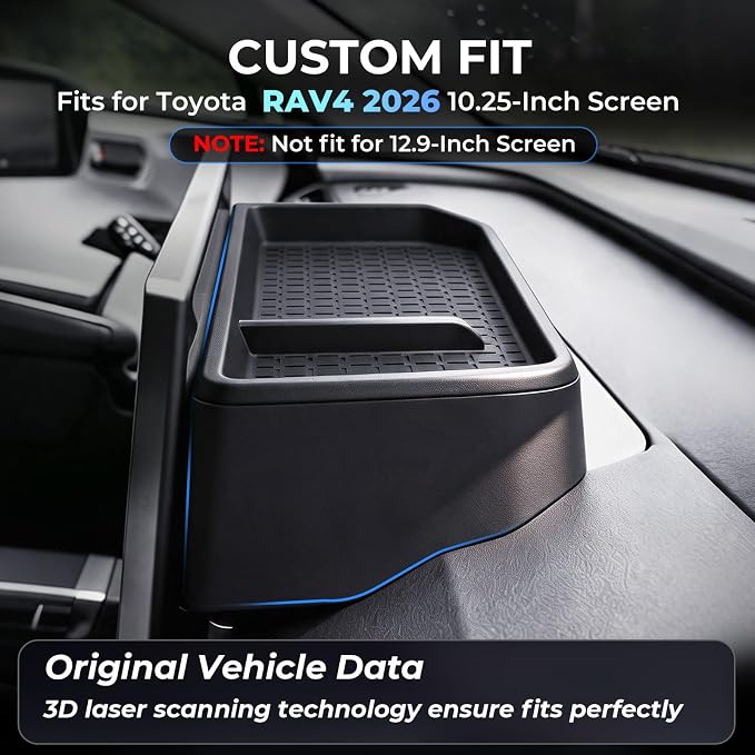 Dashboard Storage Tray Dash Organizer for Toyota RAV4 2026 (Only for 10.5-Inch Screen, Not for 12.9-Inch Screen) Interior Accessories Center Console Behind Screen Storage Box for 2026 RAV 4