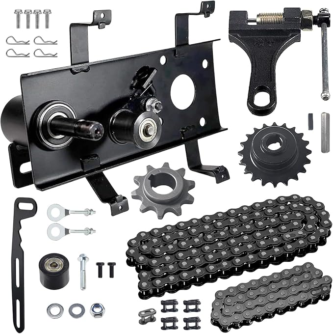 Mini Bike Jackshaft Assembly Cover with Chain Tensione 420 Chain 90&42 links Fit For Coleman CT200U CT200U-EX BT200X, Axis M200, for Baja Warrior MB200 196cc 212cc 200cc 6.5HP Engine
