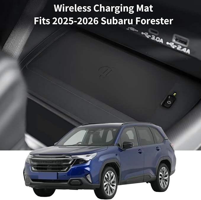 Center Console Wireless Charging Protective Mat and Center Console Cover Black fits for 2025 Forester Accessories Inserts Liner Anti-Slip Anti-Dust Waterproof Mats