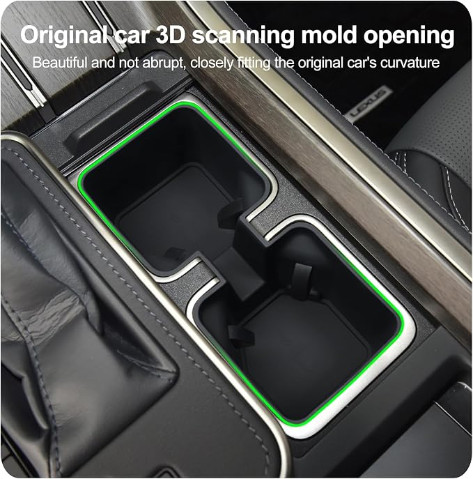smabee Center Console Cup Holder Insert for 2024 2025 2026 Lexus GX 550 GX550 Accessories Silicone Drink Organizer Interior Black