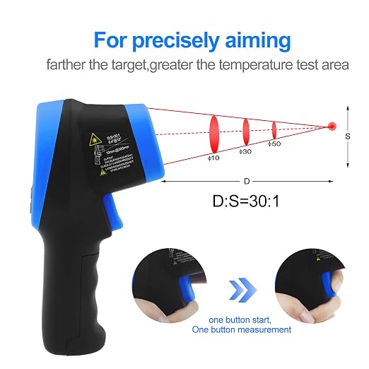 High Temp Infrared Thermometer -58℉~2732℉ Forge Thermometer 30:1 Digital IR Temperature Gauge,Non-Contact Pyrometer for Kiln,Forging,Engine,Industry and Home Repair.