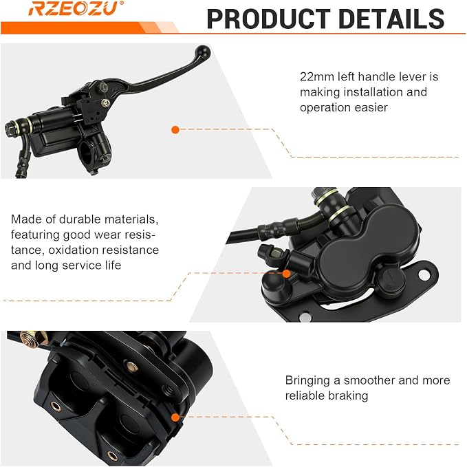 Mini Bike Rear Hydraulic Disc Brake Kit 7/8 Left Brake Master Cylinder Compatible with Coleman B200RSV B200 200cc Mega Moto B212 Minibike Parts 67" Hose