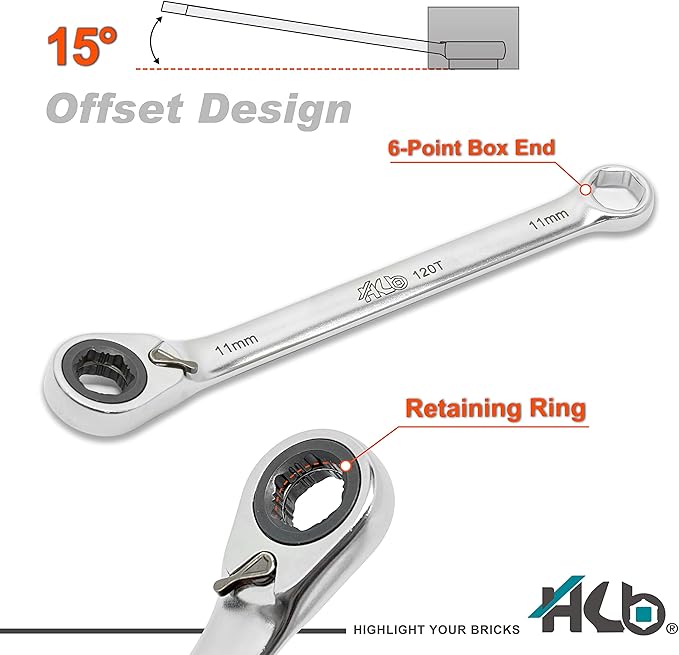 HB Pass Thru 120-Tooth Low Profile Ratchet Wrench Set 38 Piece Non Slip Sockets for Rounded or Standard Bolts with Star Bits Chrome Vanadium Steel Portable EVA Case Made in Taiwan AGM025-G