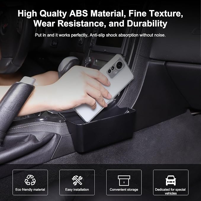for Corvette C6 Storage Organizer Tray Center Console Side Hanging Storage Box Compatible with Corvette C6 2005-2013 ABS Shifter Tray Organizer Armrest Hanging Storage Box (Black)