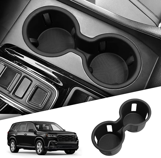 smabee Center Console Cup Holder Insert for Honda Pilot 2023-2026/ Passport 2024-2026/ Ridgeline 2024-2026 Car Accessories TPE Drinks Holder Box Organizer Car Interior Black