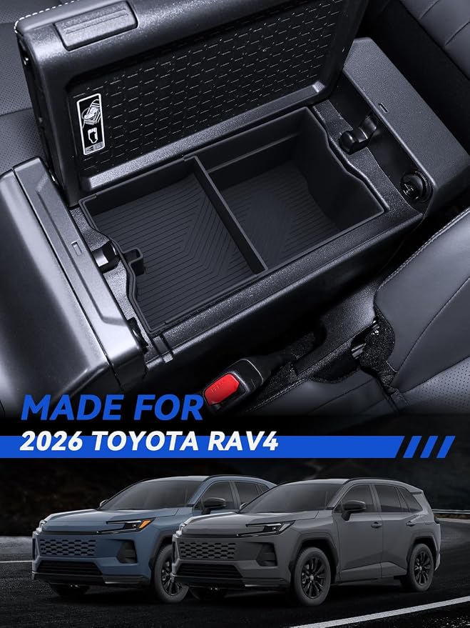 for RAV4 Center Console Organizer 2026 Toyota RAV4 (6th Gen) Hybrid/PHEV Accessories Armrest Tray Middle Storage Box Insert Container Durable ABS Plastic