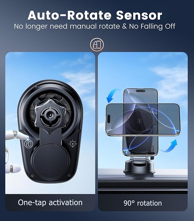 for Magsafe Car Mount Charger with Air-Cooling System, 15W Fast Charging Wireless Car Charger Mount for iPhone 17 16 15 14 13 Pro Max Plus Mini, Vent Dashboard Suction Car Phone Mount Charger