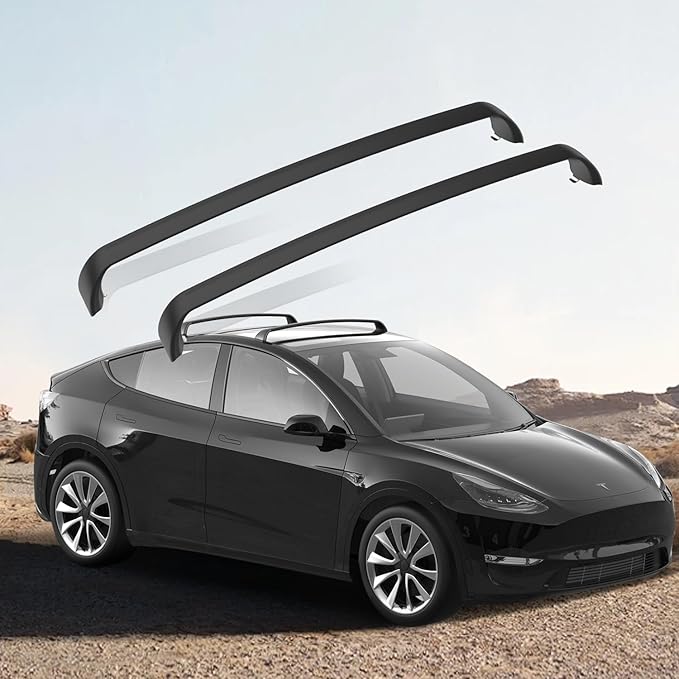 Lockable Roof Rack Crossbars for Tesla Model Y 2020-2024 | No Drill Noiseless Aluminum Cargo Bars | Luggage Kayak Bike Ski Roof Rack Carrier