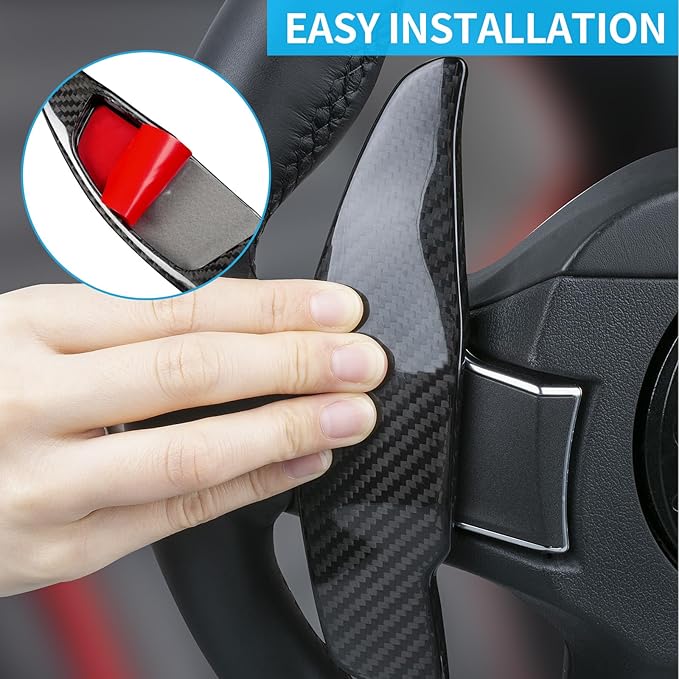 T-carbon Carbon Fiber Paddle Shifter Extension Compatible with BMW 3 4 5 6GT 7 8 G10 G12 G30 G38, X3 X4 X5 X6 X7 M5 M8 Z4, Steering Wheel Shift Paddle Extended Shifter Trim Cover, Black