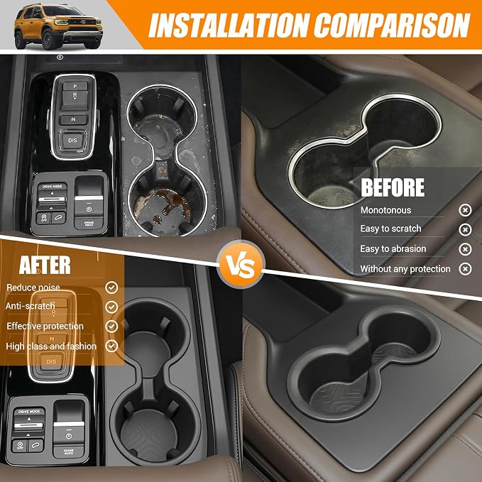 Center Console&2nd Row Cup Holder Compatible with 2023-2026 Honda Pilot (Only Fits for 8 Seats) Drink Holder Cupholder Coast for Pilot Accessories
