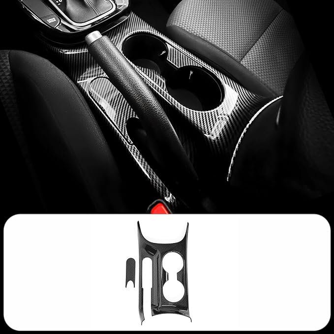 2PCS Cup Holder Trim Cover Compatible with Kia Soul 2020-2026 Accessories,Not for Electronic Handbrake Version (Carbon Fiber Pattern)