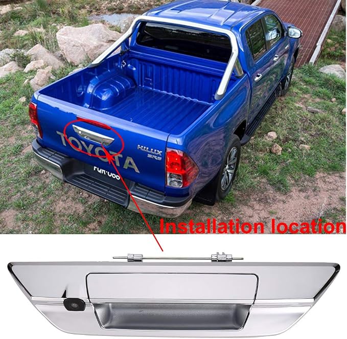 HD CCD Car Rear View Reverse Backup Camera Parking Vehicle Trunk Handle Camera Replacement for Toyota Hilux Revo Rocco Invincible 50 2015-2019