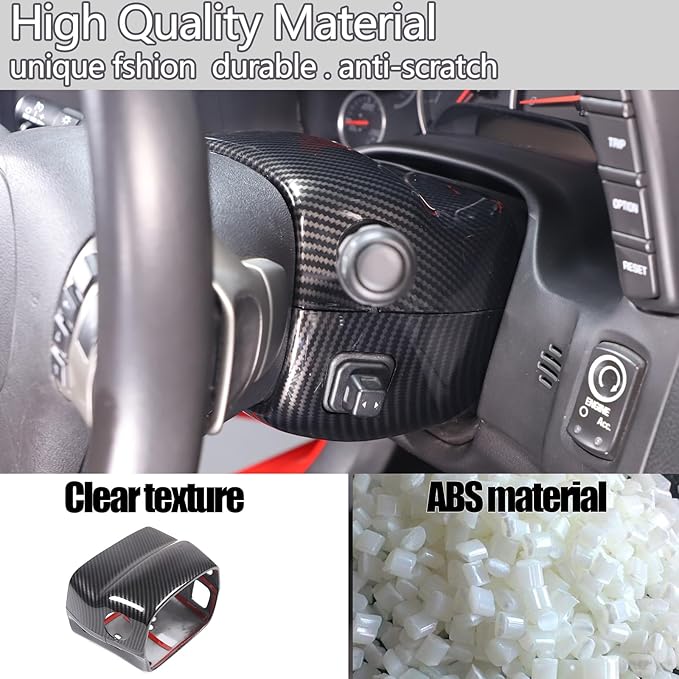 Steering Column Cover Trim Kit Compatible with Chevy Corvette C6 2005-2013, Carbon Fiber Pattern Steering Wheel Base Trim Cover Accessories (Carbon Fiber Pattern)