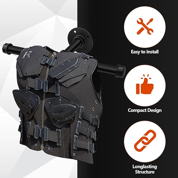 Yaocom Weight Vest Hanger Wall Mount Heavy Duty Tactical Gear Police Vest Holder Motorcycle Helmet Rack Stand for Gym Home Garage Train Armor Breastplate Backpack Organizers