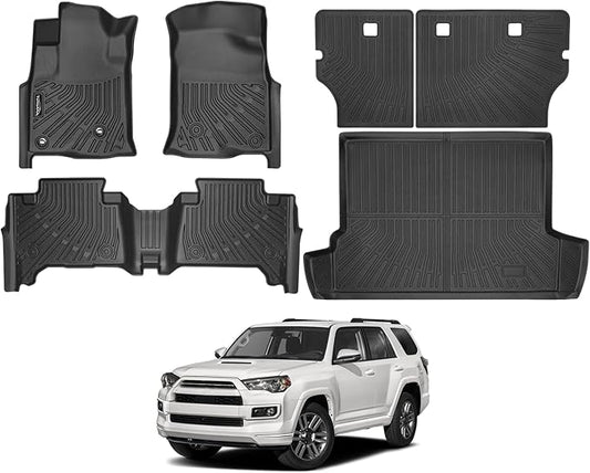Tongama-Floor Mats for 1996 1997 1998 1999 2000 2001 2002 Toyota 4Runner, All Weather TPE Floor Liners and Trunk Mat and Backrest Mats Protectors for Toyota 4Runner Interior Waterproof Accessories
