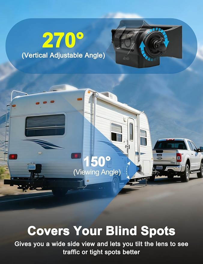EWAY Strong Magnetic Wireless Backup Camera for iPhone Android, WiFi Hitch Camera Rechargeable Battery for Hitch Gooseneck Travel Boat Horse Trailer Truck Camper RV Front Rear View Reverse Back up