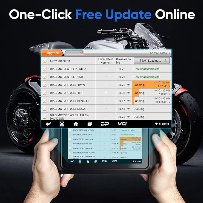 ANCEL MT700 7" Motorcycle Diagnostic Scanner, Professional Full System Powersports Scan Tool for BMW Ducati KTM Triumph Aprilia Harley Honda Yamaha, 35+ Service Functions, Active Test & ECU Diagnostic