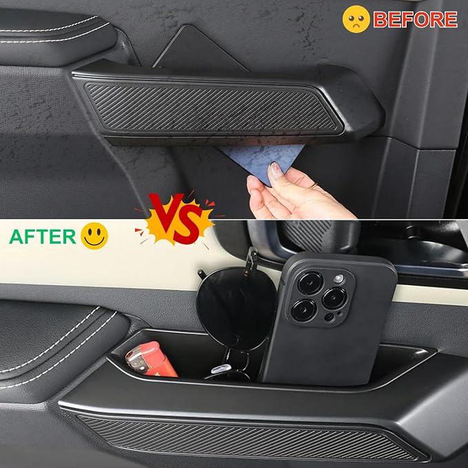 2-Door Handle Storage Compatible with 2025 2024 2023 2022 2021 Ford Bronco Interior Accessories 2 Door Front Grab Handle Pockets Organizer - ABS Plastic (Not for Bronco Sport)