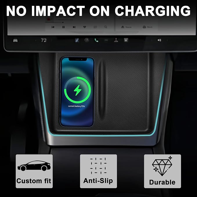 BestEvMod for 2026+ Model Y Juniper Refresh 3PCS Console Essentials Bundle Trash Can Backseat Storage Box Garbage Rear Bin Can Rear Center Console Organizer & Wireless Charger Mat & Cup Holder Insert