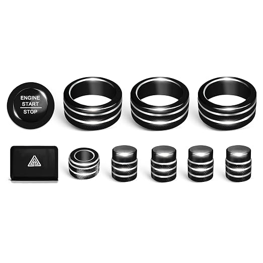 for Honda Civic Accessories 2026 2025 2022-2024 for CRV 2026 2025 2024 2023 for Acura Integra 2025 2024 2023 Hazard Light, AC Knob Cover, Air Vent, Radio, Push Start Button Cover Ring 11Pcs (Black)