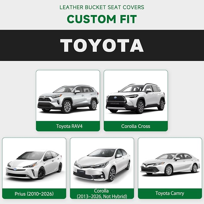 GIANT PANDA Full Set Seat Covers for Toyota RAV4, Corolla (2013-2026, Not Hybrid), Camry, Prius (2010-2026),Corolla Cross, 60/40 Split Rear & Front Protector, Faux Leather(Black)