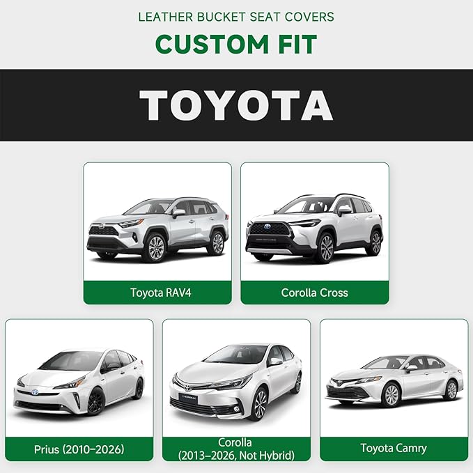 GIANT PANDA Full Set Seat Covers for Toyota RAV4, Corolla (2013-2026, Not Hybrid), Camry, Prius (2010-2026),Corolla Cross, 60/40 Split Rear & Front Protector, Faux Leather(Black+Gray)