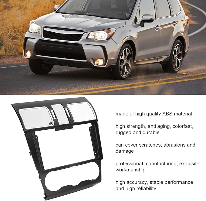 Double DIN Dash Kit, Fydun 9 inch Black ABS Car audio Panel Stereo Fascia Dash Install Trim for FORESTER 2012‑2015