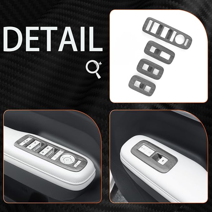 4Pcs Door Lock Glass Control Button Panel Cover Window Lift Switch Panel Trim Compatible with Hyundai Santa Fe 2024-2026 MX5 Accessories (Wood Grain Style)