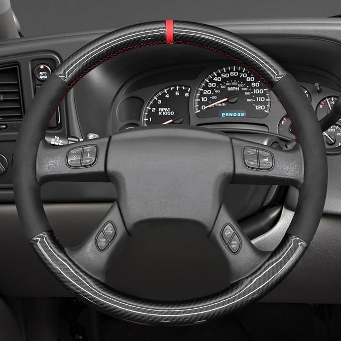 MEWANT Steering Wheel Cover for Chevy Silverado 1500/2500/3500 2003-2006 / Silverado 1500 2500HD 3500 Classic 2007 / Trailblazer 2002-2009 Hand-Stitched Steering Wheel Wrap